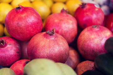 close up of pomegranate at street farmers market
