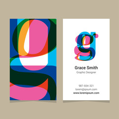 Logo alphabet letter "g", with business card template. Vector graphic design elements for company logo.