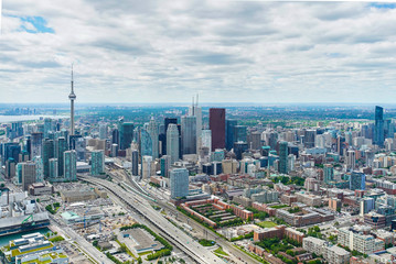 Naklejka na ściany i meble Aerial photograph taken from a helicopter in Toronto.