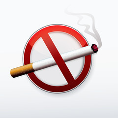 No smoking stop sign with lit cigarette..