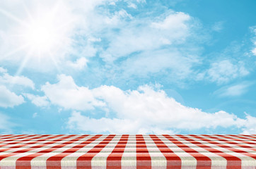 Outdoor picnic background in summer sun light.