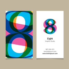 Logo number "8", with business card template. Vector graphic design elements for company logo.