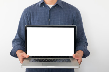 Young man working with laptop