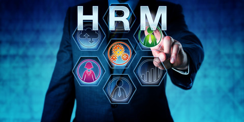 Human Resources Manager Pressing HRM - obrazy, fototapety, plakaty