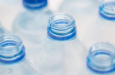 close up of empty used water bottles