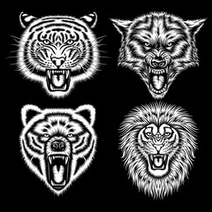 Set of Angry Animal Heads