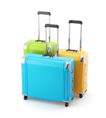 Colorful set of  travel bags suitcase