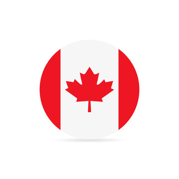 Canadian Flag In A Circle On  White Background