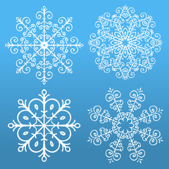 Set of 4 snowflakes. Vector illustration
