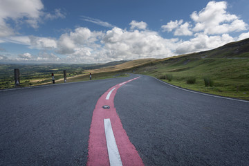 Dangerous stretch of the road over the Black Mountain in South Wales, UK.