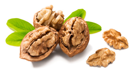 cracking walnuts on white