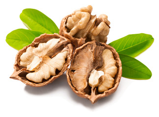 cracking walnuts on white