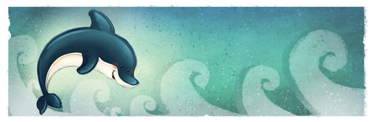 delfin con olas del mar © cirodelia