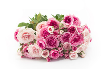 Bouquet of Pink Roses Isolated on White