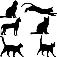 Cats collection - vector silhouette