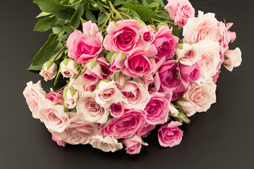 Bouquet of Pink Roses Isolated on Black