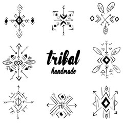 Set of tribal ornaments vector . Design elements . Print on clothing , accessories, postcard or poster . design elements .
