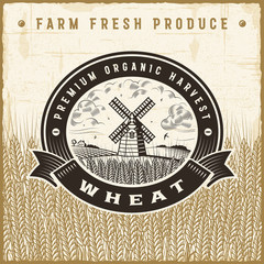 Vintage wheat harvest label