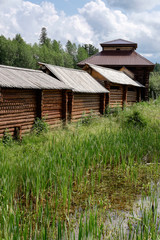 Fototapeta na wymiar Semiluzhenski kazak ostrog - small wooden fort in Siberia