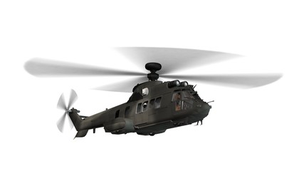 military helicopter in flight isolated on white © Riko Best