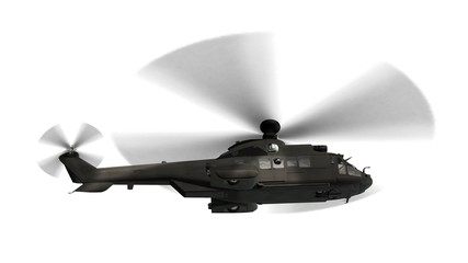 military helicopter in flight isolated on white © Riko Best