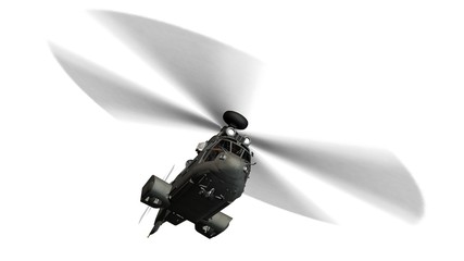 military helicopter in flight isolated on white © Riko Best
