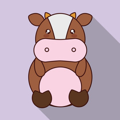 Cute animal design represented by kawaii cow icon. Colorfull and flat illustration. 