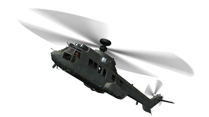 military helicopter in flight isolated on white © Riko Best