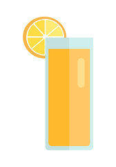 Glass with Lemon Beverage Vector Illustration. 