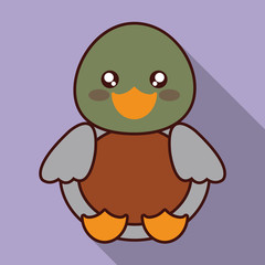 Cute animal design represented by kawaii duck icon. Colorfull and flat illustration. 
