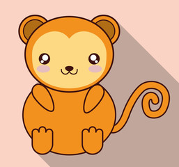 Cute animal design represented by kawaii monkey icon. Colorfull and flat illustration. 