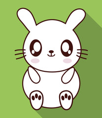 Cute animal design represented by kawaii rabbit icon. Colorfull and flat illustration. 