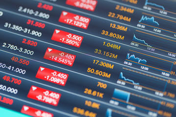 Obraz premium Stock market information on tablet