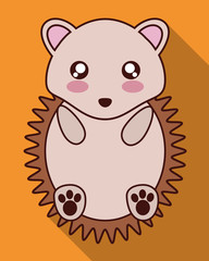 Cute animal design represented by kawaii hedgehog icon. Colorfull and flat illustration. 