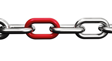 Obraz premium Steel Chain With Red Link