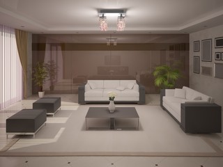 Stylish modern living room with stylish rear background.