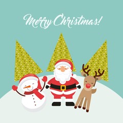santa snowman reindeer icon. Merry Christmas design. Vector grap