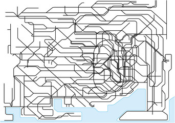 Obraz premium Tokyo Public Transport Scheme on White Background