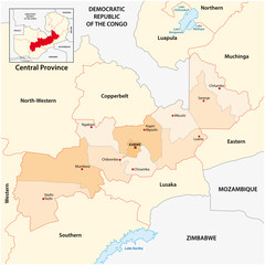 vector administrative and political map of Central Province of Zambia