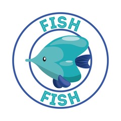 Fish over seal stamp. Sea life design. Vector graphic