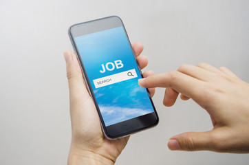 Job Search on mobile smartphone, Human Resources Recruitment Career Concept