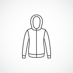 Hooded jacket icon. Vector line clothes icon.