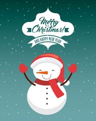 Snowman cartoon icon. Merry Christmas design. Vector graphic