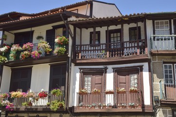 Typical balconies in Guimaraes, Portugal