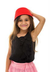 Attractive Young Girl With Beautiful Smile Wearing a Fez