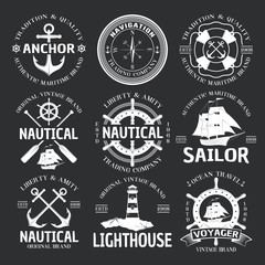 Nautical Emblem Set On Black