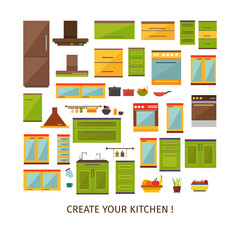 Kitchen Interior Decorative Elements Set