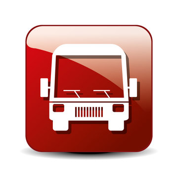 bus icon over square button isolated  design, vector illustration  graphic 
