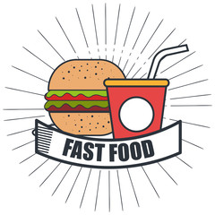 delicious burger with  soda drink isolated icon design, vector illustration  graphic 