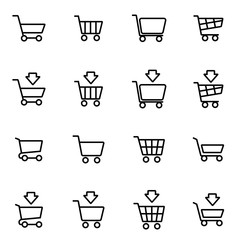 Vector line shopping cart icon set